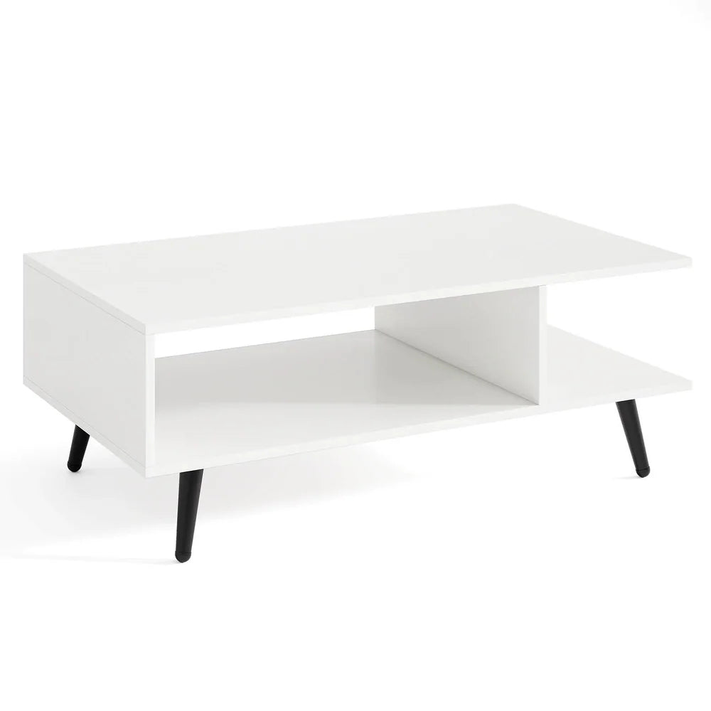 Zweistufiger Couchtisch mit Metallbeinen